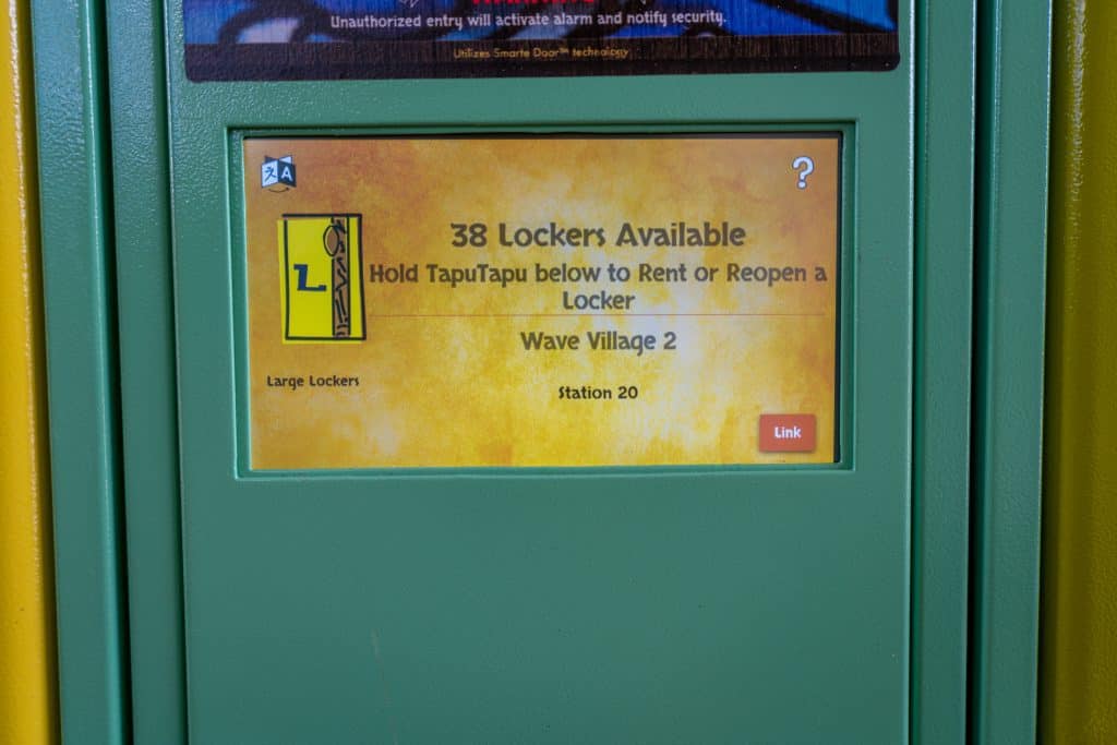 Locker screen at Universal's Volcano Bay