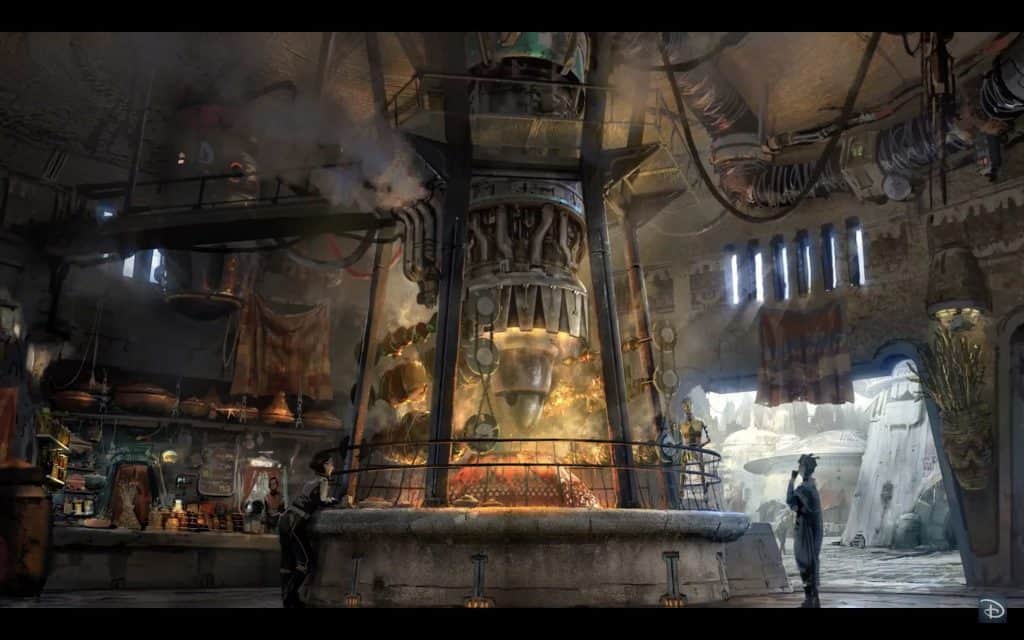 Concept art of Star Wars: Galaxy's Edge's cantina