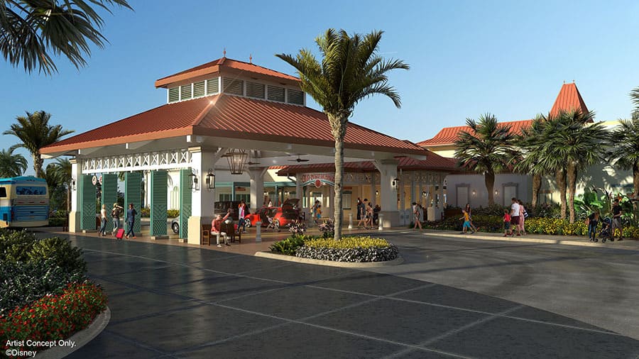 Concept Art for the entrance of Disney's Caribbean Beach Resort