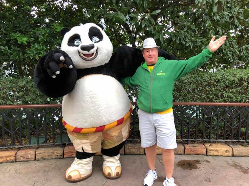 Chuck Plagmann greeting Po at Universal's Islands of Adventure