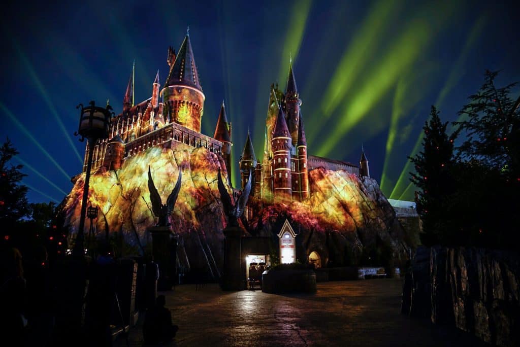 Nighttime Lights at Hogwarts Castle at Islands of Adventure