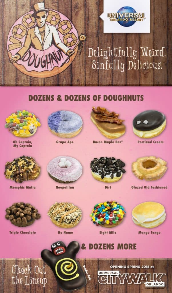 Voodoo Doughnut menu preview at Universal CityWalk Orlando