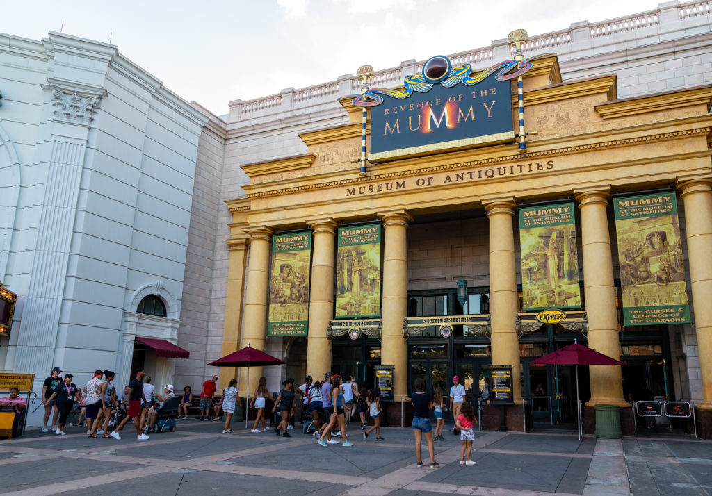 Revenge of the Mummy's front entrance facade