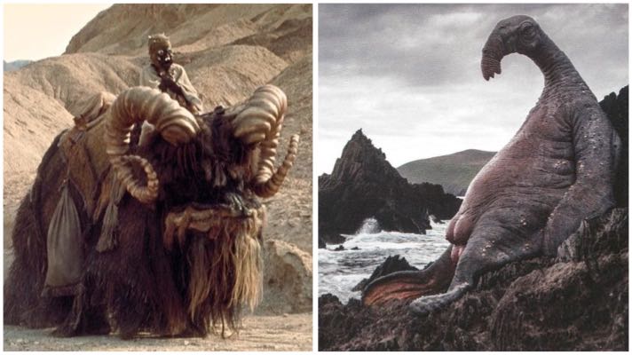 A bantha and thala-siren from "Star Wars"