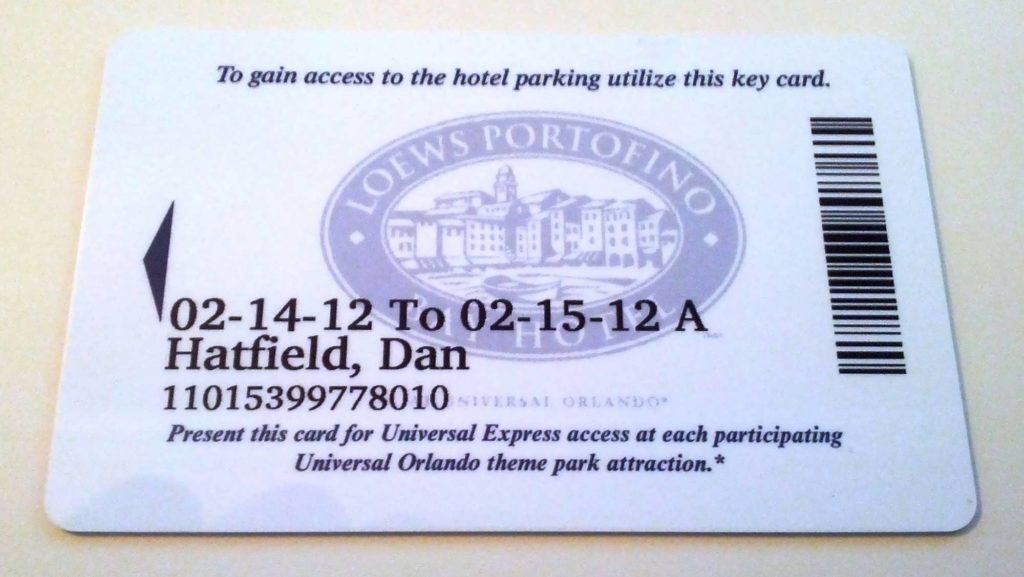 Portofino Bay Hotel room key