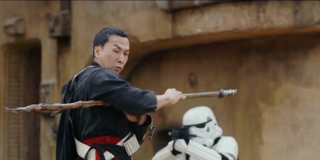 Chirrut Imwe in action in "Rogue One: A Star Wars Story"