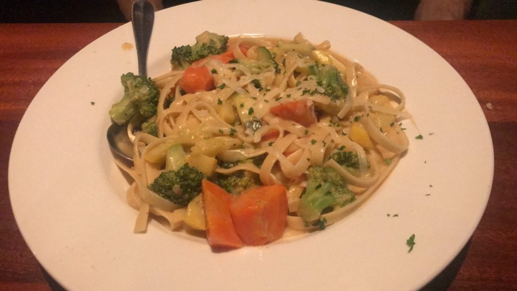 The vegetarian Andouille Pasta at Copper Canyon Grill