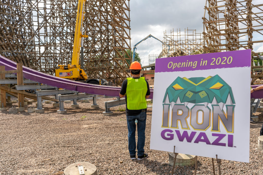 Construction on Iron Gwazi at Busch Gardens Tampa