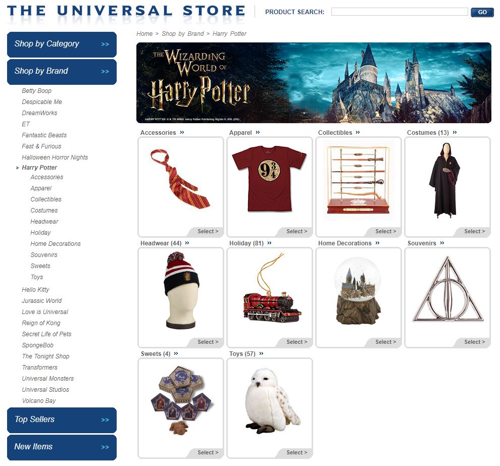 Universal Orlando's online store