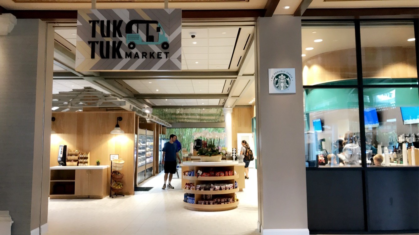 The entrance to Tuk Tuk Market grab and go location, with coffee bar