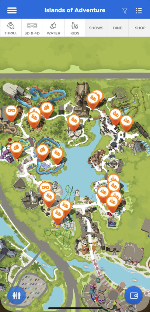 Universal Orlando mobile app - park map