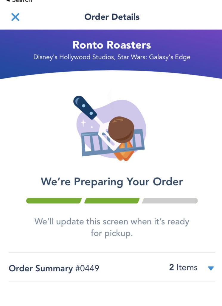 Using Disney's mobile order