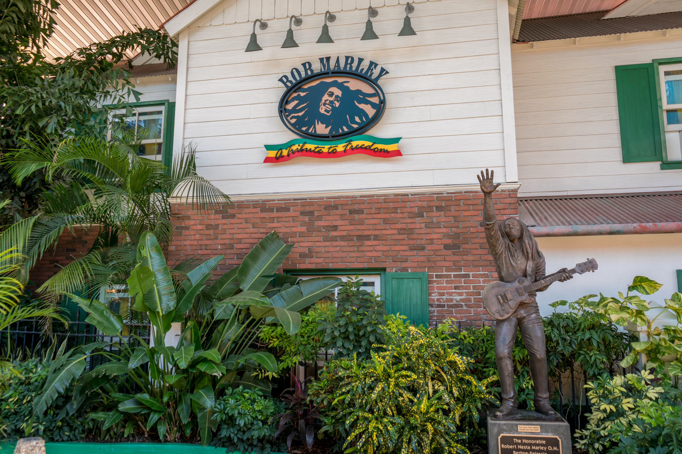 Bob Marley – A Tribute to Freedom features a bronze statue of Marley out front.