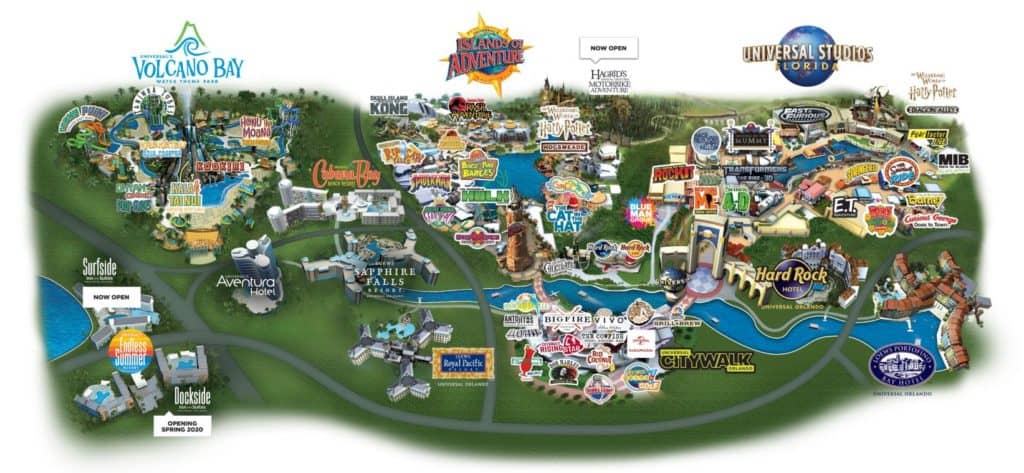 Universal Orlando Resort map with Surfside