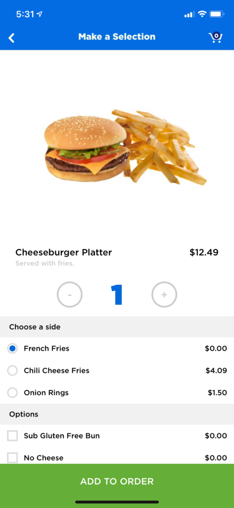 Mobile ordering on the Universal Orlando app