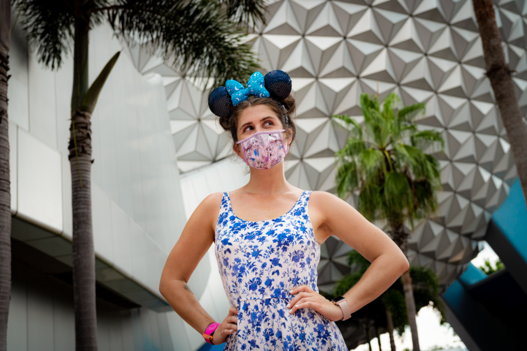 Disney Ears, Face Mask, and MagicBand at Epcot