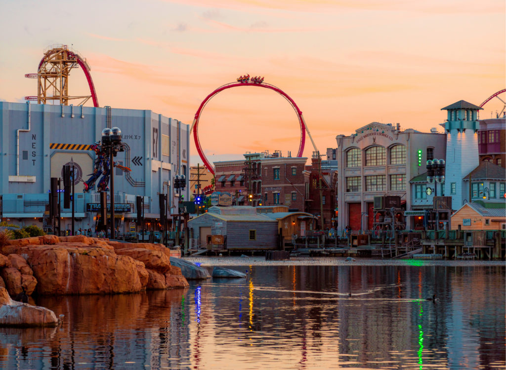 Universal Studios Florida skyline sunset