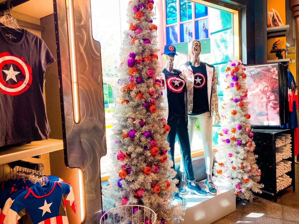 Christmas trees in Marvel Super Hero Island