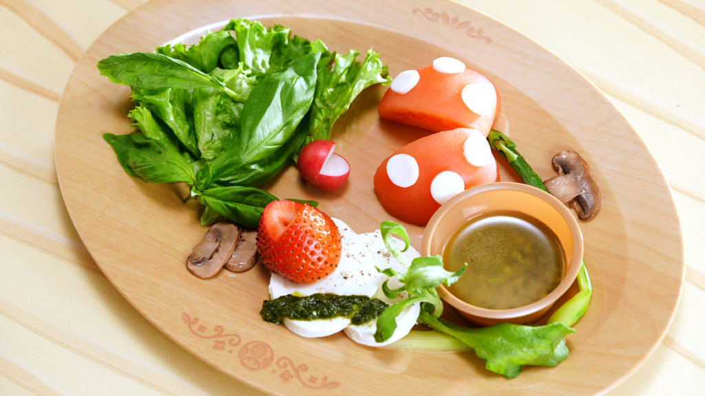 Piranha Plant Caprese Salad at Kinopio’s Cafe in Super Nintendo World