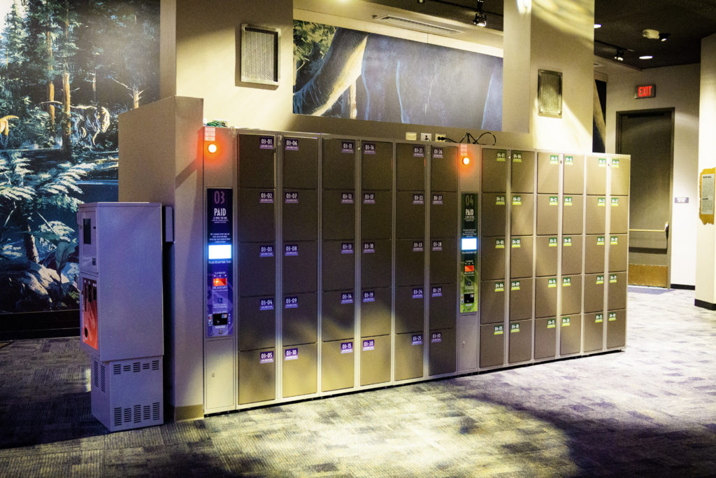 Jurassic World VelociCoaster lockers in the Jurassic Park Discovery Center