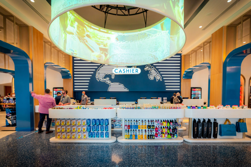 The check-out section of the new Universal Studios Store