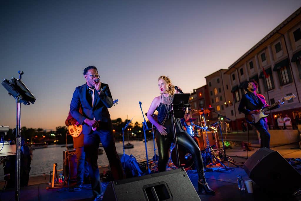 Band performing during  Harbor Nights at Loews Portofino Bay Hotel