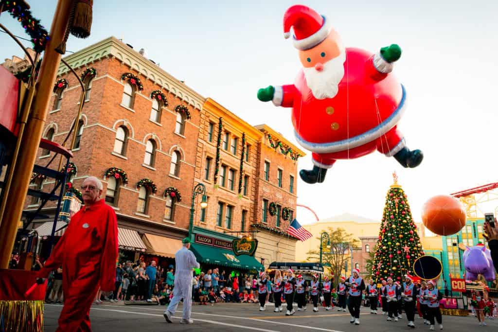 Santa Claus balloon at Universal's Holiday Parade Featuring Macy's