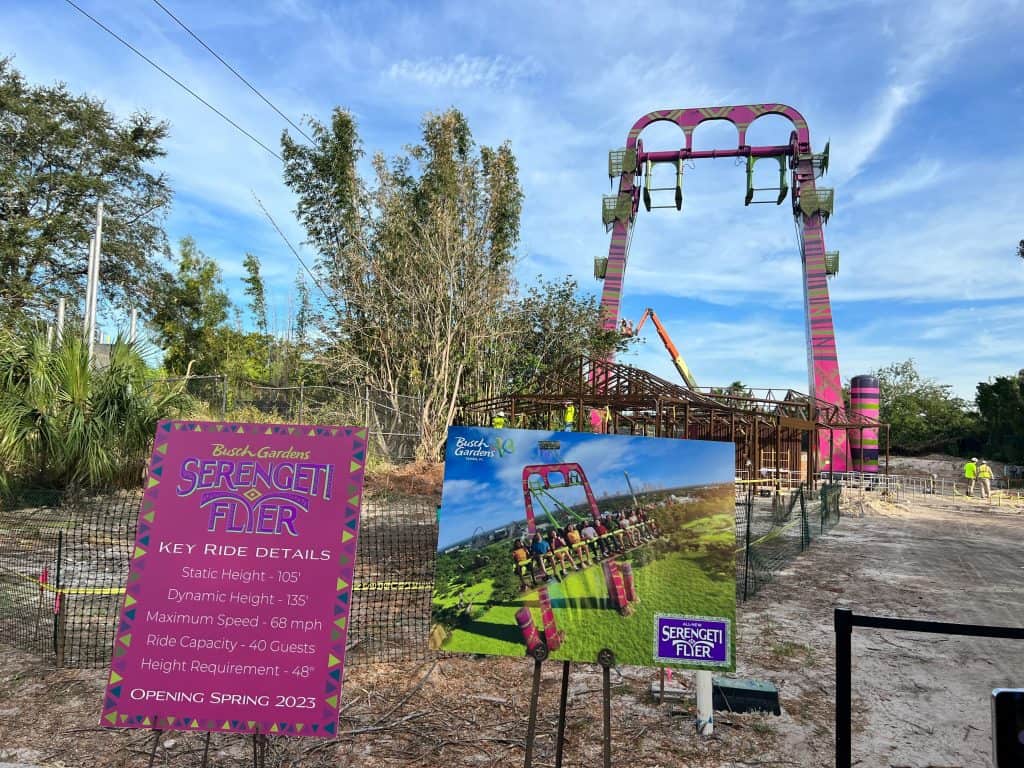 Construction of Serengeti Flyer at Busch Gardens Tampa Bay