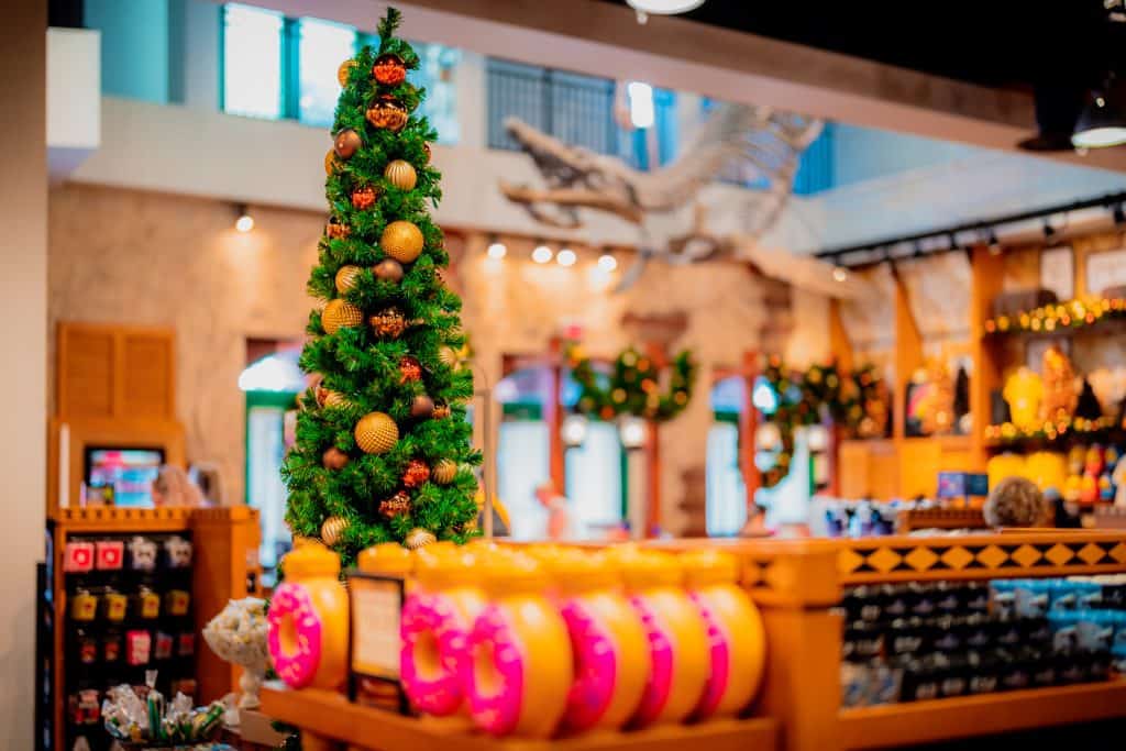 Christmas tree inside Islands of Adventure Trading Company