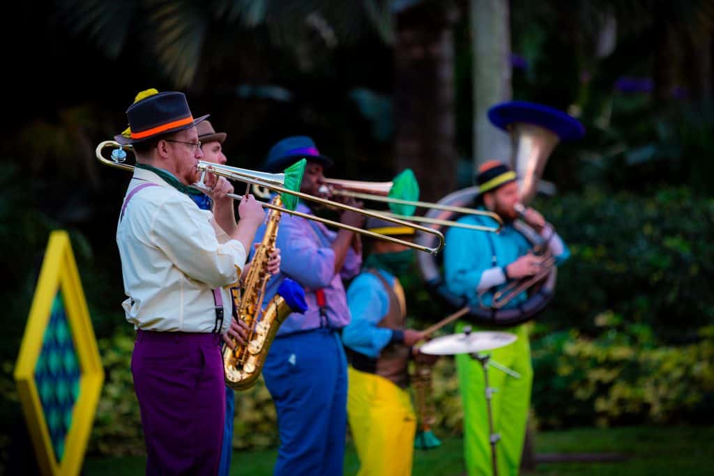 Enjoy the sounds of Bourbon Street from the Brass Band at Busch Gardens Mardi Gras