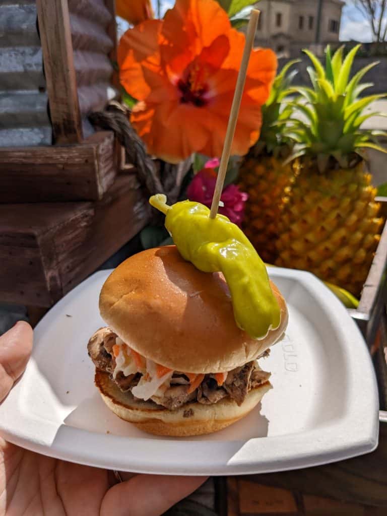 Smoked Chicken, brioche bun, pineapple slaw, cilantro