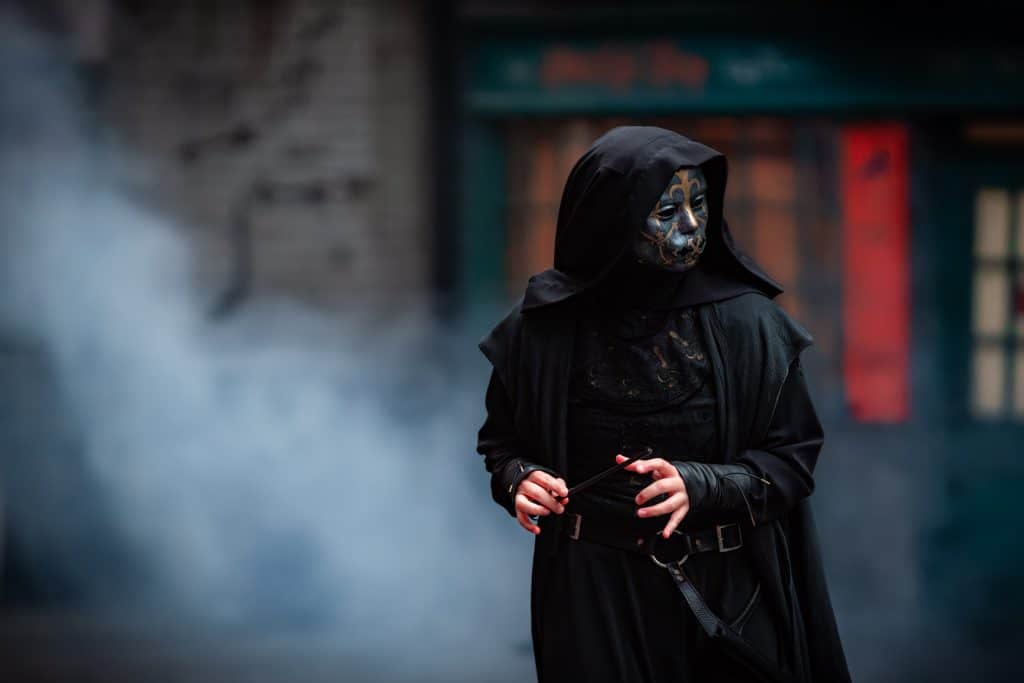 Death Eater roaming Diagon Alley during Halloween Horror Nights 2023