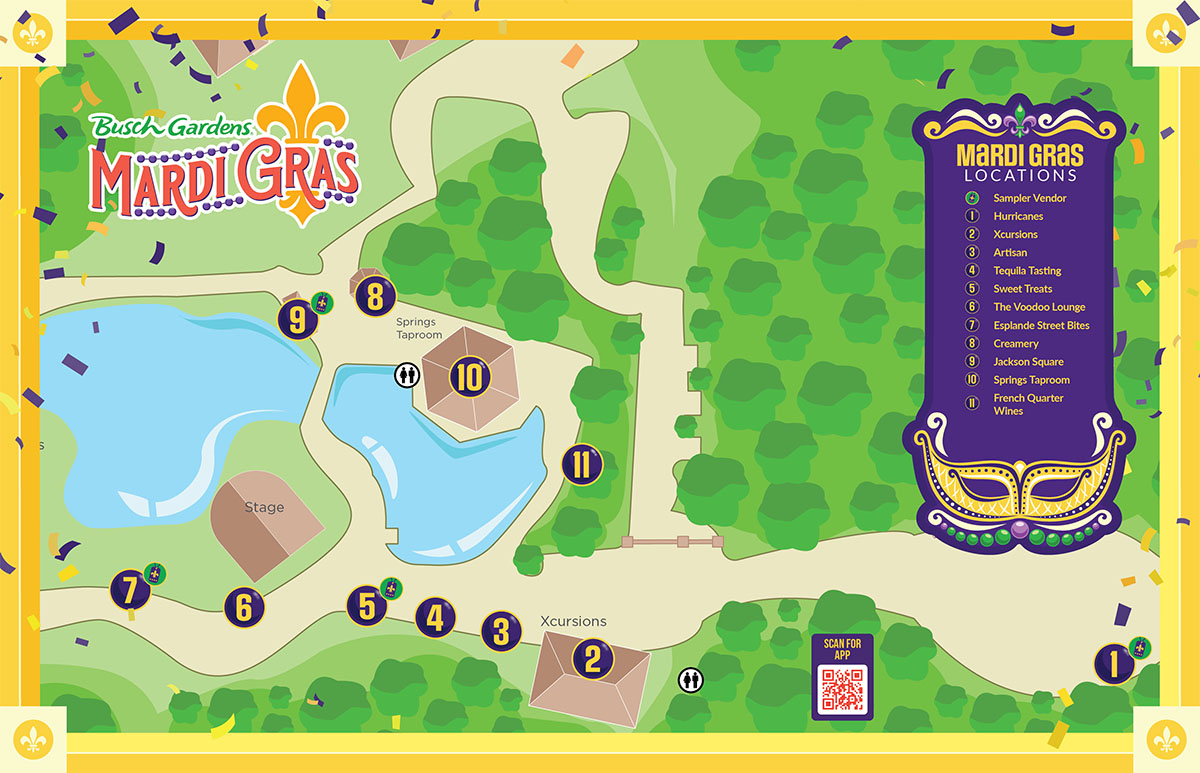 busch gardens mardi gras map