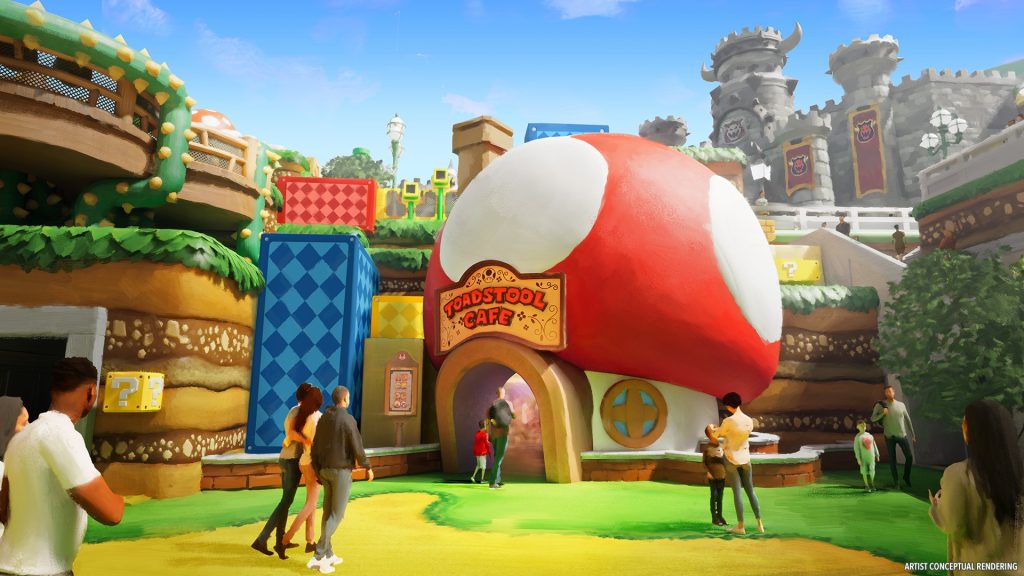 Concept Art for Toadstool Cafe at Epic Universe's SUPER NINTENDO WORLD
