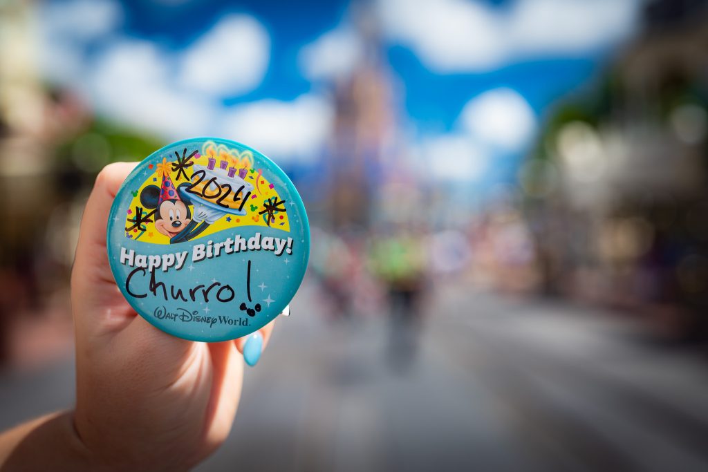 A birthday button for Orlando Informer's mascot, Churro!