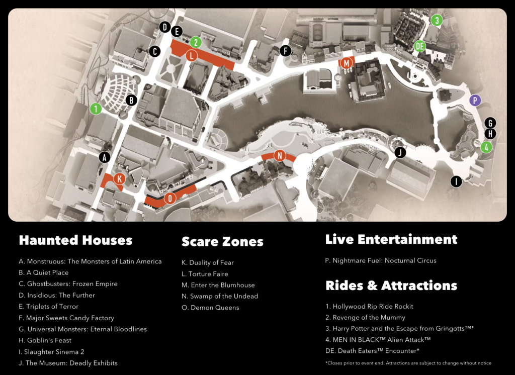 Halloween Horror Nights 2024 Map