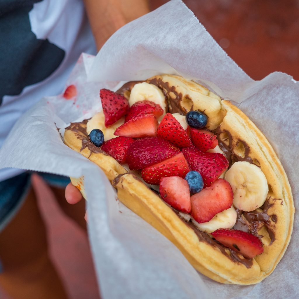 Mickey Waffle with Chocolate-Hazelnut Spread, Bananas, and Berries from Sleepy Hollow