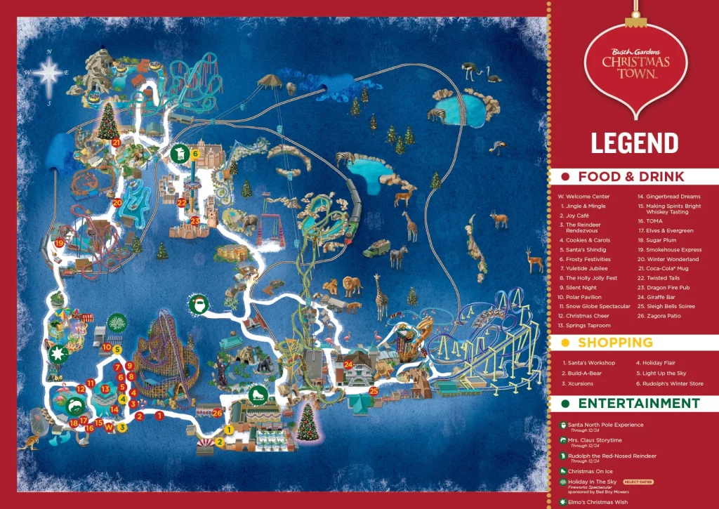 Busch Gardens Christmas Town 2024 Map