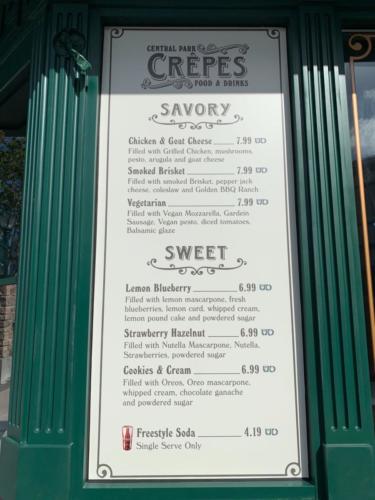 Central Park Crepes in Universal Studios Florida