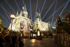 Nighttime Lights at Hogwarts Castle at Islands of Adventure