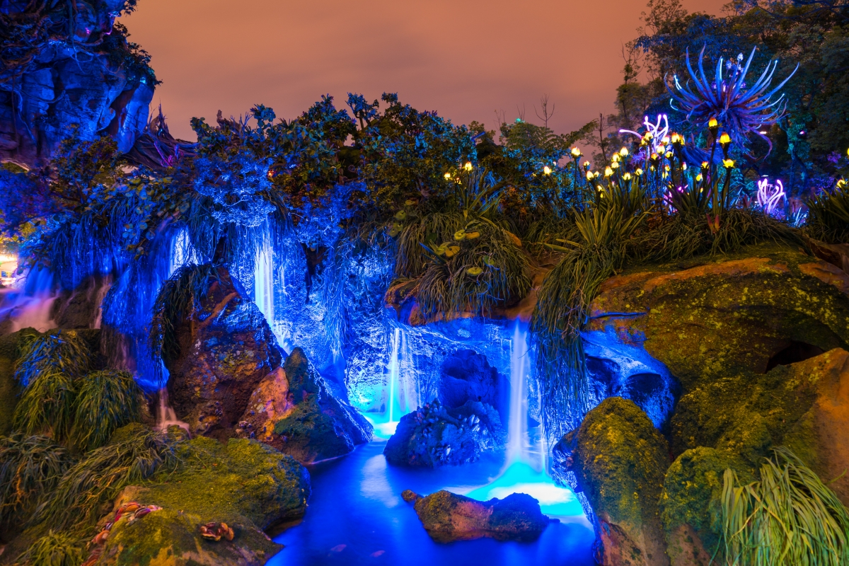 Pandora: The World of Avatar at night at Disney World's Animal Kingdom |  Orlando Informer